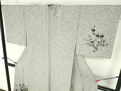平和屋着物●訪問着　草花　たたき染め　金彩　正絹　逸品　DABH0694op