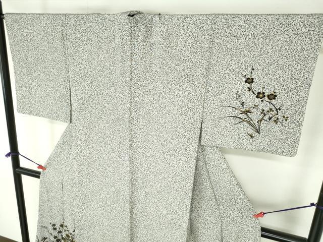 平和屋着物●訪問着　草花　たたき染め　金彩　正絹　逸品　DABH0694op