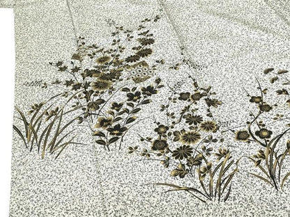 平和屋着物●訪問着　草花　たたき染め　金彩　正絹　逸品　DABH0694op