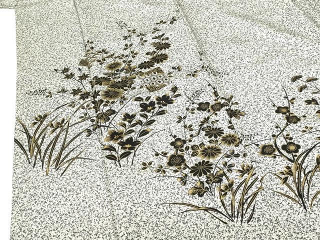 平和屋着物●訪問着　草花　たたき染め　金彩　正絹　逸品　DABH0694op