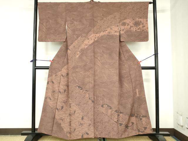 平和屋着物●人間国宝　南部芳松　突彫り　訪問着　立波花文　正絹　逸品　DABH0695op