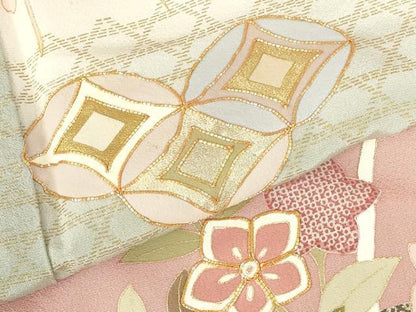 平和屋着物●訪問着　駒刺繍　七宝霞花文　暈し染め　金彩　正絹　逸品　DABH0696op
