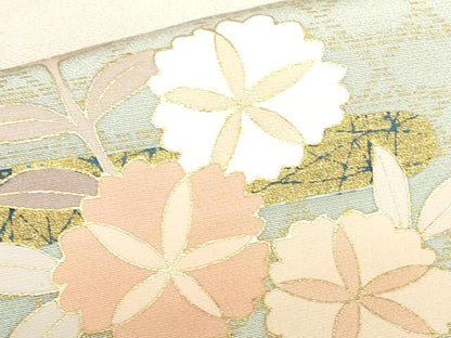 平和屋着物●訪問着　駒刺繍　七宝霞花文　暈し染め　金彩　正絹　逸品　DABH0696op