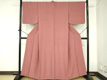 平和屋着物●上質な色無地　銀朱色　正絹　逸品　DABH0697op