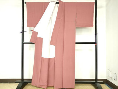 平和屋着物●上質な色無地　銀朱色　正絹　逸品　DABH0697op