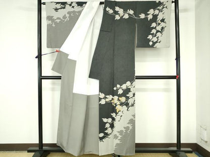 平和屋着物●訪問着　蔦の葉シルエット　金彩　正絹　逸品　DABH0698op