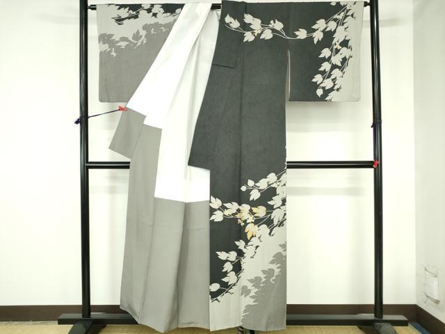 平和屋着物●訪問着　蔦の葉シルエット　金彩　正絹　逸品　DABH0698op