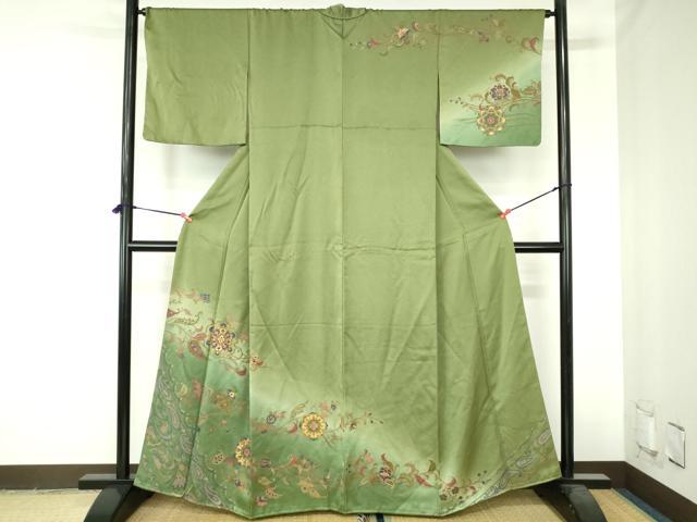 平和屋着物●訪問着　正倉院花唐草文　暈し染め　金彩　正絹　逸品　DABH0701op