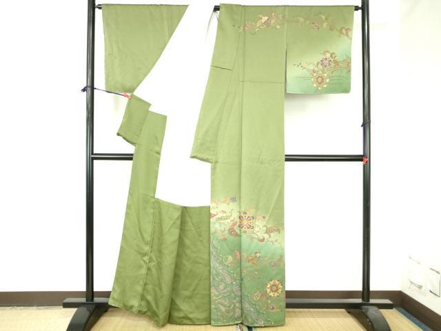 平和屋着物●訪問着　正倉院花唐草文　暈し染め　金彩　正絹　逸品　DABH0701op