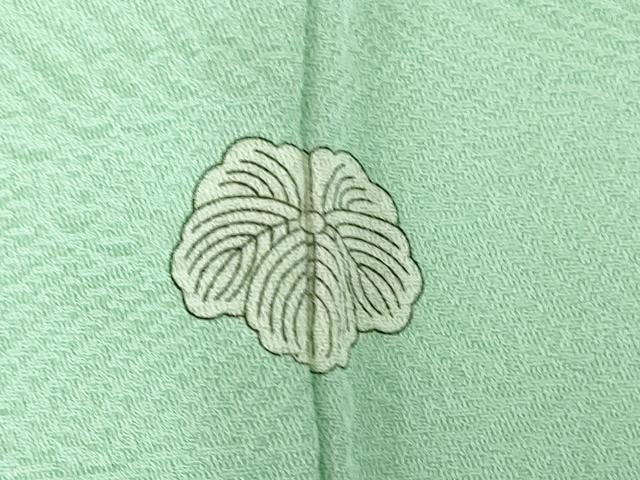 平和屋着物●上質な色無地　立波地紋　薄萌葱色　正絹　逸品　DABH0702op