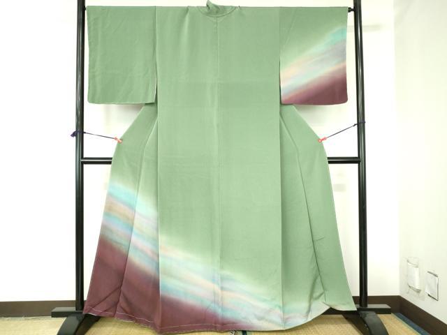 平和屋着物●訪問着　霞文　暈し染め　鬼しぼ縮緬　正絹　逸品　DABH0703op