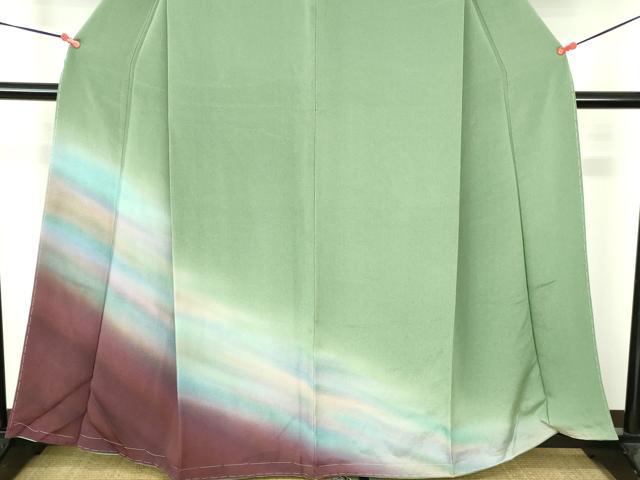平和屋着物●訪問着　霞文　暈し染め　鬼しぼ縮緬　正絹　逸品　DABH0703op