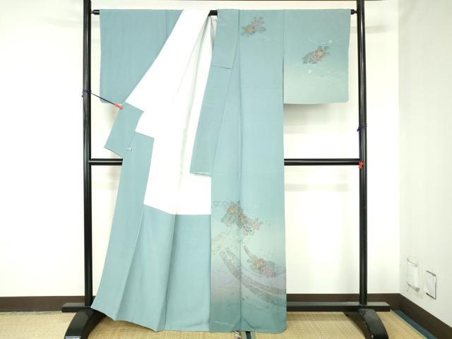 平和屋着物●中国三大刺繍　スワトウ刺繍　汕頭刺繍　総刺繍　訪問着　花熨斗文　暈し染め　金糸　さが美扱い　正絹　逸品　DABH0704op
