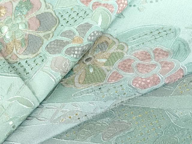 平和屋着物●中国三大刺繍　スワトウ刺繍　汕頭刺繍　総刺繍　訪問着　花熨斗文　暈し染め　金糸　さが美扱い　正絹　逸品　DABH0704op