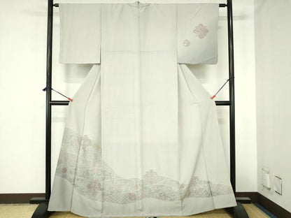 平和屋着物●中国三大刺繍　スワトウ刺繍　汕頭刺繍　総刺繍　訪問着　宝尽くし吉祥花文　暈し染め　正絹　逸品　DABH0705op