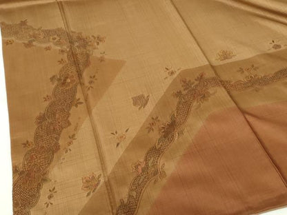 平和屋着物●中国三大刺繍　スワトウ刺繍　汕頭刺繍　相良刺繍　総刺繍　本場縞大島紬　訪問着　更紗花文　正絹　逸品　DABH0706op