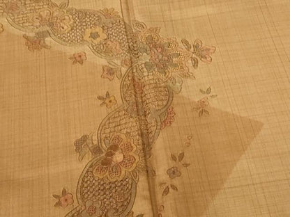 平和屋着物●中国三大刺繍　スワトウ刺繍　汕頭刺繍　相良刺繍　総刺繍　本場縞大島紬　訪問着　更紗花文　正絹　逸品　DABH0706op