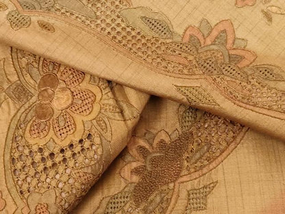 平和屋着物●中国三大刺繍　スワトウ刺繍　汕頭刺繍　相良刺繍　総刺繍　本場縞大島紬　訪問着　更紗花文　正絹　逸品　DABH0706op