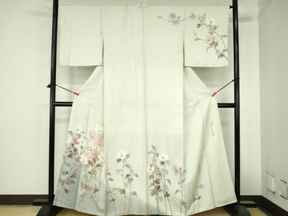 平和屋着物●二代目清次郎　手描き　訪問着　草花　暈し染め　正絹　逸品　DABH0707op