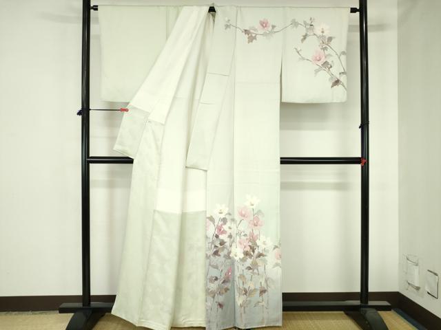 平和屋着物●二代目清次郎　手描き　訪問着　草花　暈し染め　正絹　逸品　DABH0707op