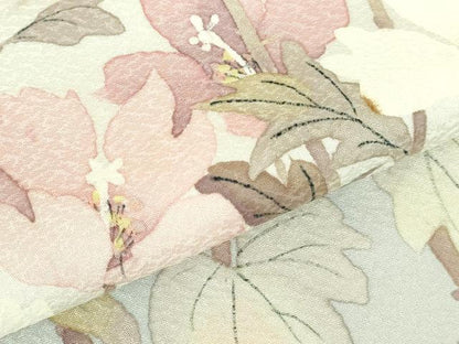 平和屋着物●二代目清次郎　手描き　訪問着　草花　暈し染め　正絹　逸品　DABH0707op