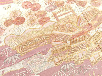 平和屋着物●十七代京屋林蔵　訪問着　総刺繍　風景花文　金銀糸　正絹　逸品　DABH0708op