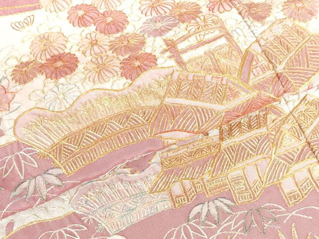 平和屋着物●十七代京屋林蔵　訪問着　総刺繍　風景花文　金銀糸　正絹　逸品　DABH0708op