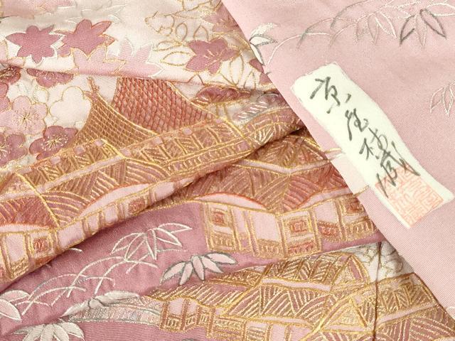 平和屋着物●十七代京屋林蔵　訪問着　総刺繍　風景花文　金銀糸　正絹　逸品　DABH0708op