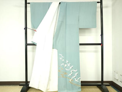平和屋着物●本加賀友禅作家 芦原敏成 色留袖 流水飛鶴文 暈し染め 正絹 逸品 DABH0710op