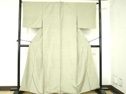 平和屋着物●上質な紬　抹茶色　正絹　逸品　DABH0711op