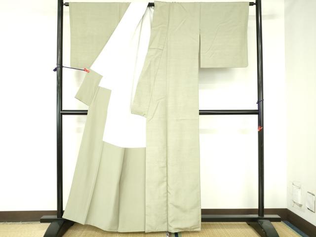 平和屋着物●上質な紬　抹茶色　正絹　逸品　DABH0711op