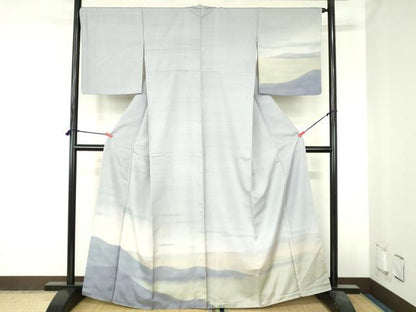 平和屋着物●訪問着　紬地　霞文　暈し染め　正絹　逸品　DABH0714op