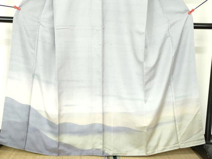 平和屋着物●訪問着　紬地　霞文　暈し染め　正絹　逸品　DABH0714op