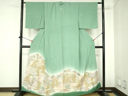 平和屋着物●豪華色留袖 総刺繍 風景花文 暈し染 金糸 正絹 逸品 未使用 DABH0716op