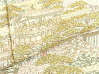 平和屋着物●豪華色留袖 総刺繍 風景花文 暈し染 金糸 正絹 逸品 未使用 DABH0716op