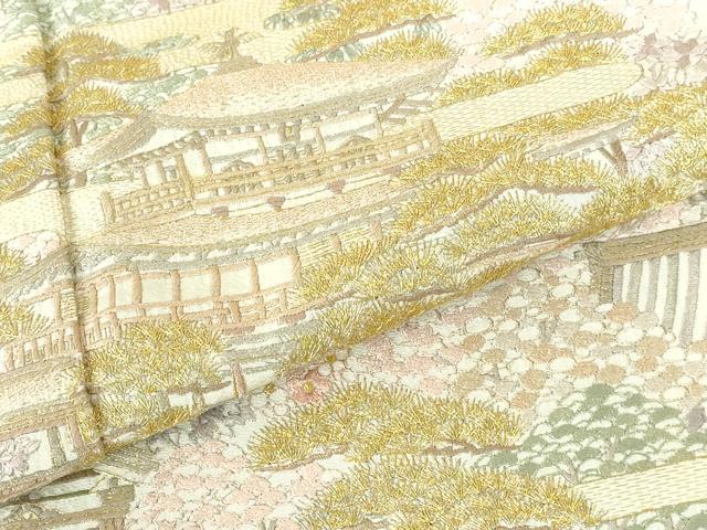 平和屋着物●豪華色留袖 総刺繍 風景花文 暈し染 金糸 正絹 逸品 未使用 DABH0716op
