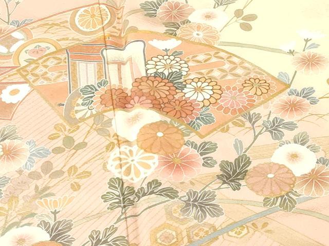 平和屋着物●訪問着　作家物　御所車扇面花文　暈し染　金彩　正絹　逸品　DABH0717op