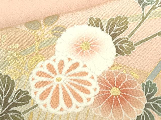 平和屋着物●訪問着　作家物　御所車扇面花文　暈し染　金彩　正絹　逸品　DABH0717op