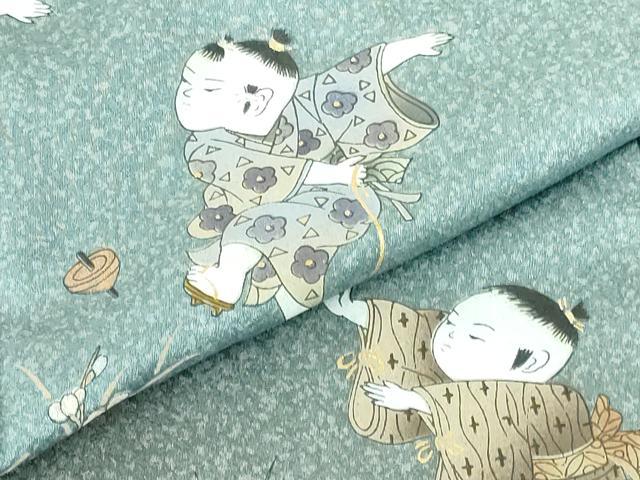平和屋着物●訪問着　童子遊び　暈し染　金彩　正絹　逸品　DABH0719op