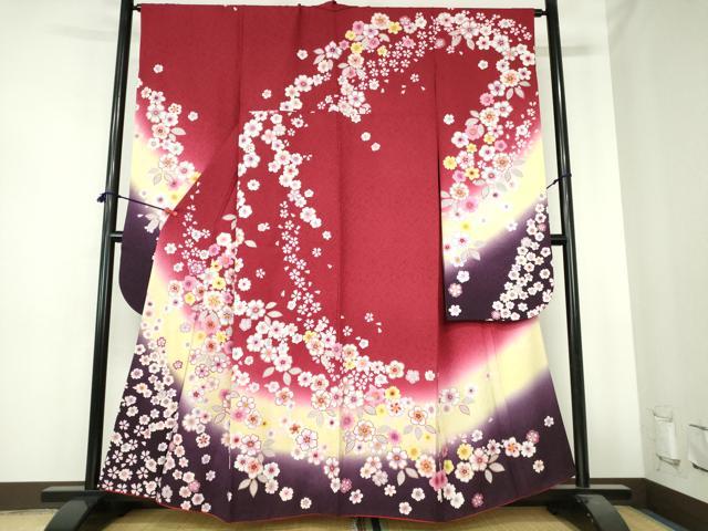 平和屋着物●豪華振袖　駒刺繍　舞桜　暈し染　金彩　正絹　逸品　DABH0720op