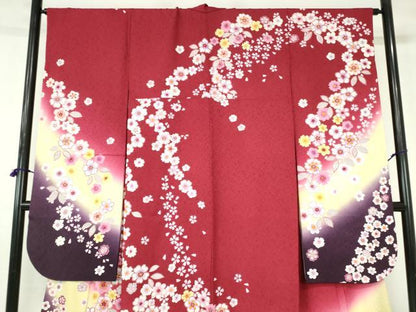 平和屋着物●豪華振袖　駒刺繍　舞桜　暈し染　金彩　正絹　逸品　DABH0720op