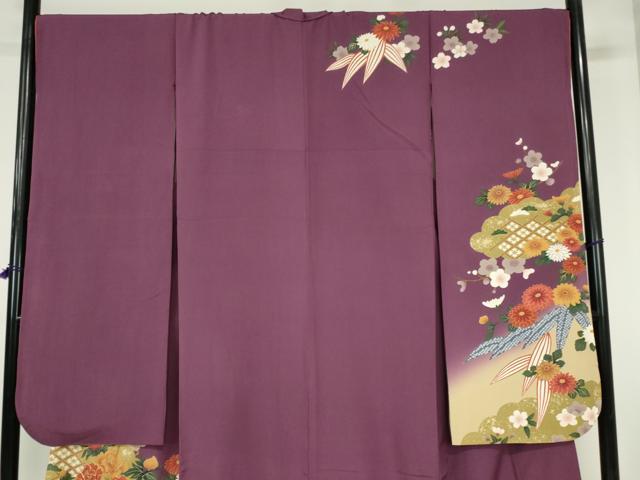 平和屋着物●豪華振袖　駒刺繍　牡丹　笹の葉花文　暈し染　金彩　正絹　逸品　DABH0722op