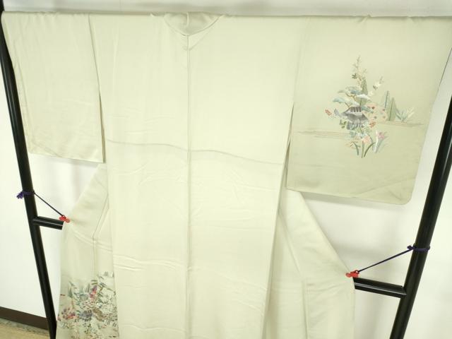 平和屋着物●訪問着　総刺繍　風景花文　暈し染　金糸　正絹　逸品　未使用　DABH0723op