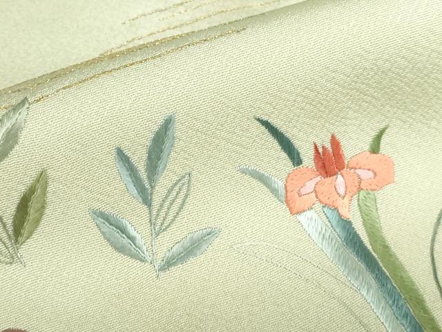 平和屋着物●訪問着　総刺繍　風景花文　暈し染　金糸　正絹　逸品　未使用　DABH0723op