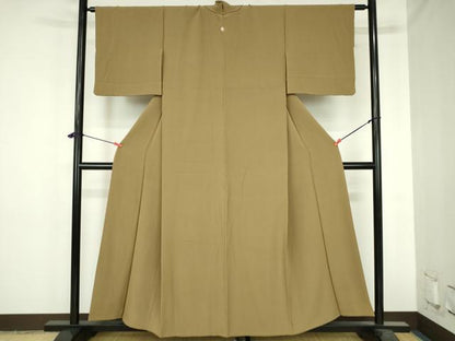 平和屋着物●上質な色無地　路考茶色　正絹　逸品　DABH0725op