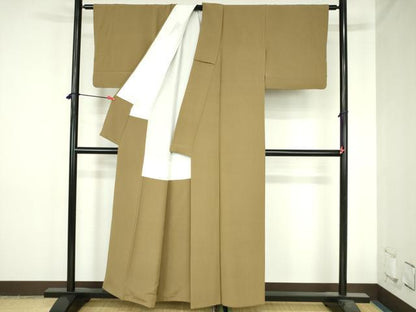 平和屋着物●上質な色無地　路考茶色　正絹　逸品　DABH0725op
