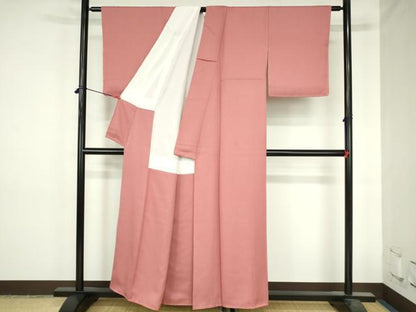 平和屋着物●上質な色無地　霞地紋　薄紅色　正絹　逸品　未使用　DABH0729op