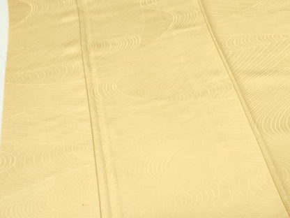 平和屋着物●上質な色無地　流水地紋　卵色　正絹　逸品　DABH0731op