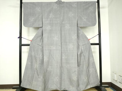 平和屋着物●上質な紬　草花文　正絹　逸品　DABH0734op