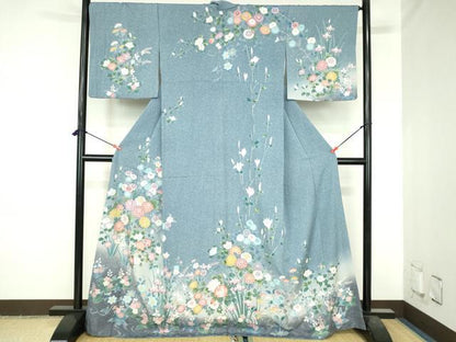 平和屋着物●訪問着　友禅　草花文　暈し染　正絹　逸品　DABH0735op